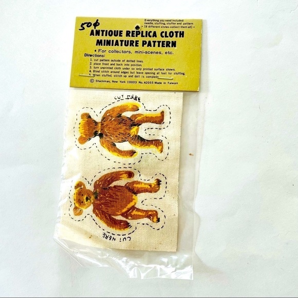 Vintage Miniature Cloth Antique Replica Pattern DIY Stuffed Teddy Bear - Picture 1 of 4